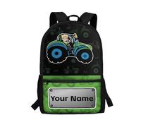 YDFISH Add Your Name Backpack for Boys Car Bookbag for Kids with Water Bottle Pockets Custom Lightweight 17 Inch School Bag for Primary School Students