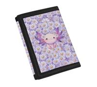 YDFISH Axolotl Daisy Kids Wallet Portable Trifold Wallet for Men Soft Thin Purse for Women Coin Organizer Wallet with Card Pockets Thin Wallet