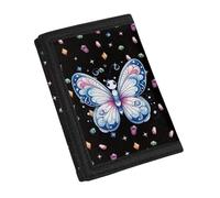 YDFISH Butterfly Stone Kids Wallet with Card Holder Portable Thin Wallet with Hook and Loop Tenn Wallet for Kids 12-16 Novelty Children Wallet for Outdoor
