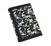YDFISH Camouflage Star Novelty Leather Trifold Wallet Anti-Scratch Small Purse for Women Lightweight Mini Wallet for Kids Cute Kids Wallets
