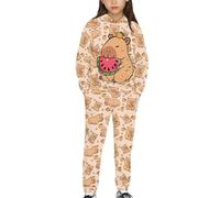 YDFISH Capybara Girls 2 Pieces Sweatsuits Unisex Kids Sweatshirt and Jogger Sweatpants with Pockets Soft Cozy Hoodies for Girls Fall Winter Clothes