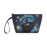 YDFISH Cat Star Small Cosmetic Bag Portable PU Cosmetic Bag with Zipper and Handle Lightweight Toiletry Pouch for Ladies Girls Suitable for Camping Gym Trip Easy to Carry