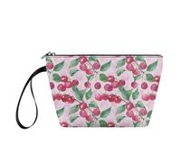 YDFISH Cherry Small Makeup Bag for Women Wipe PU Cosmetic Bags for Girls Portable Clutch Bag with Zipper Cute Pattern Makeup Pouch Travel Toiletry Pouch