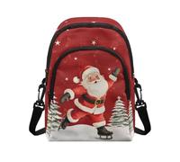 YDFISH Christmas Crossbody Bags Women Mini Crossbody Purse Cell Phone Pouch Skating Santa Claus Messenger Shoulder Bags Lightweight Handbags Purse with Adjustable Strap