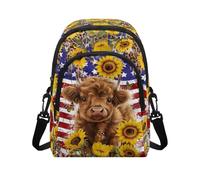 YDFISH Highland Cow Sunflower Small Crossbody Handbags for Women Cross Body Bag Lightweight Travel Pouch Shoulder Bag Soft Shoulder Handbag Purse for Women Men