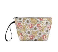 YDFISH Hippie Flower Small Make-up Bags Water Resistant PU Cosmetic Bags with Zipper Lightweight Travel Toiletry Pouch with Handle Fit for Camping Traveling Hotel Trip Easy to Hold