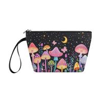 YDFISH Mushroom Personalised Makeup Bag PU Cosmetic Bag with Handle Wear Resistant Toiletry Bag for Travel Hotel Bathroom Gifts for Women Girls