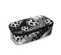 YDFISH Pencil Case for Boys Soccer Black Pencil Pouch with Handle Lightweight Storage Organizer for Boys Kids School Supplies for Students Travel Outdoor Home