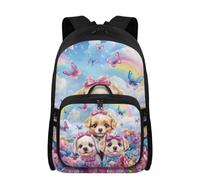 YDFISH Puppy Rainbow Kids Backpack for School Girls 7-8 8-9 Personalized Bookbag with Lunch Box Tote Bag Pencil Pen Case 3PCS School Bag Set Kindergarten Elementary School Book Bag Satchel Bags