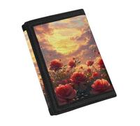 YDFISH Rose Credit Card Holder for Women Portable PU Trifold Wallet for Men Lightweight Small Wallets with Hook and Loop Birthday Gifts for Kids Large Capacity