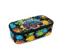 YDFISH Tractor Graffiti Pencil Case for Boys 9-12 Lightweight Pen Pouch Holder Preppy Supplies Canvas Stationery Pouch with Zipper Mesh Pockets for Students