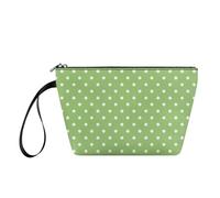 YDFISH Women’s Dots Green Cosmetic Bags Small Makeup Bag with Zipper and Handle Cute Travel Wash Cosmetic Pouch for Girls Good Gifts for Women