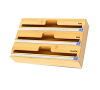 YDFYX Foil and Plastic Wrap Organizer, 3 in 1 Wrap Dispenser with Cutter, Bamboo Roll Organization Storage Holder, Aluminum Foil, Wax Paper, Parchment Paper,Tin Foil Dispenser for Drawer (3in1)