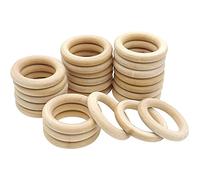 YDHfdc Natural Wood Loop Ring 24 Pcs Natural Unfinished Solid Wood Rings 55mm Macrame Wooden Rings for Arts & Crafts, DIY, Home Decor, Jewellery Making, Ring Pendant Connectors
