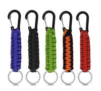 YDHfdc Paracord Keychains 5 Pcs Paracord Keyring with Carabiner Clips, with Chain Hooks Braided Lanyard Braided Kit for Camping, Hiking Tools, Backpack, Keys (5 colors)