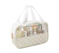 YDHSIKK Light Luxury Transparent Waterproof Checkered PVC Makeup Bag Large Space Portable Travel wash Bag Makeup Storage Bag(White,Medium)