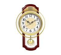 YDHSIKK Modern Number Round Wall Clock, Wall Clock European Retro Swing Silent Quartz Gold Brown 27x43cm(Bruin)