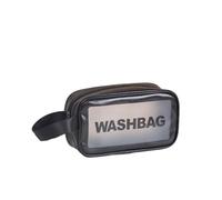 YDHSIKK New Large Space Portable Travel Transparent Waterproof Rinse Bag Storage Bag Handbag Makeup Bag(Black,Small)