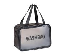 YDHSIKK New Large Space Portable Travel Transparent Waterproof Rinse Bag Storage Bag Handbag Makeup Bag(Black,Large)