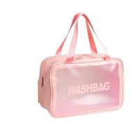 YDHSIKK New Large Space Portable Travel Transparent Waterproof Rinse Bag Storage Bag Handbag Makeup Bag(Pink,Large)