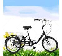 YDHSIKK three wheel bike 20 Inch Adult 3 Wheel Tricycle With Shopping Basket High Carbon Steel Frame Black