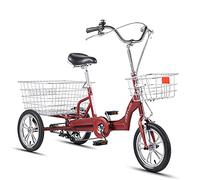YDHSIKK three wheel bike Adult Tricycle 14 Inch 3 Wheel Adjustable High Carbon Steel Frame Rear Basket Cruiser Bike for Seniors Women Men Golden