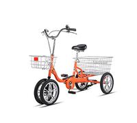 YDHSIKK three wheel bike Adult Tricycle with Adjustable Handlebars Rear Shopping Basket 3-Wheel Bike Orange & Dark Green(Orange)