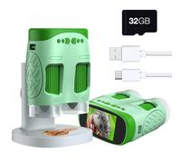 ydi Electronic Microscope for Kids, 3-in-1 2" LCD Screen Handheld 800X Microscope Telescope with Video Digital Camera, USB Connect to PC, 32GB Memory Card Included