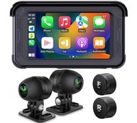 ydi Waterproof Motorcycle Dash Cam with Wireless CarPlay & Android Auto, 5'' IPS Touch Screen, Front and Rear Camera HD 1080P, TPMS, Bluetooth, Wi-Fi, GPS, Max up to 256GB