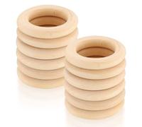 YDJIANCAI Unfinished Natural Wooden Rings For Crafts - 10 PCS Blank Wood Rings - Pendant Connectors For Jewelry Making - Macrame Supplies(Size:0.78in/20mm)