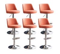 YDkjwjw 6 Pcs Modern Bar Stools PU Leather Adjustable Swivel Barstools Hydraulic Kitchen Counter Bar Stool Extra Height Island Barstool