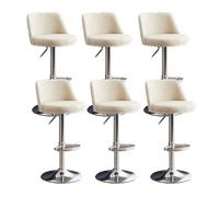 YDkjwjw 6 Pcs Modern Bar Stools PU Leather Adjustable Swivel Barstools Hydraulic Kitchen Counter Bar Stool Extra Height Island Barstool
