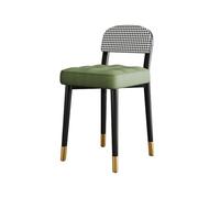 YDkjwjw Vanity Stool, Modern Square Makeup Chair Stackable Dressing Stool with Soft Padding Seat and Backrest PU Leather Dining Stool with Metal Legs