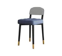YDkjwjw Vanity Stool, Modern Square Makeup Chair Stackable Dressing Stool with Soft Padding Seat and Backrest PU Leather Dining Stool with Metal Legs