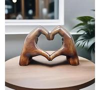 YDLGJMCZ Heart Hands Sculpture Wooden Hearts Hand Sculptures，Love Gesture Resin Statue Home Living Room Desktop Ornament