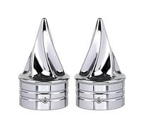 YDLMT 2 Pcs Left & Right Chrome Spike Twisted Front Axle Cap Nut Covers for Harley Touring Road King Electra Street Glide Dyna Super Glide Low Rider FXD