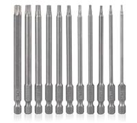 YDLQWCZ Torx Bit Set 11 Piece 4 Inch long Security Tamper Proof Star Bit Set S2 Steel 1/4" Hex Shank T6-T40 Magnetic Impact Driver Drill Bits