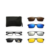 YDMHYLAI 6 In 1 Spectacle Frame Men Women With 5 PCS Clip On Polarized Sunglasses Magnetic Glasses Driving(2252A)