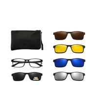 YDMHYLAI 6 In 1 Spectacle Frame Men Women With 5 PCS Clip On Polarized Sunglasses Magnetic Glasses Driving(2247A)