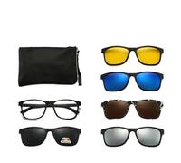 YDMHYLAI 6 In 1 Spectacle Frame Men Women With 5 PCS Clip On Polarized Sunglasses Magnetic Glasses Driving(2201A)