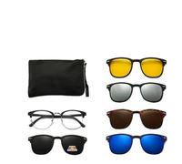 YDMHYLAI 6 In 1 Spectacle Frame Men Women With 5 PCS Clip On Polarized Sunglasses Magnetic Glasses Driving(2218A)