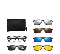 YDMHYLAI 6 In 1 Spectacle Frame Men Women With 5 PCS Clip On Polarized Sunglasses Magnetic Glasses Driving(2203A)