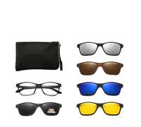 YDMHYLAI 6 In 1 Spectacle Frame Men Women With 5 PCS Clip On Polarized Sunglasses Magnetic Glasses Driving(2246A)