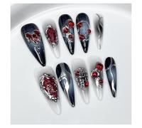 YDMHYLAI Cute Nails 10Pcs Black Coffin Press On Nails, Full Cover Gradient Metal Contrast, Reusable Wearable Tips(11 Size M)