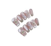 YDMHYLAI Cute Nails 10Pcs French Colorful Press On Nails, Soft & Wearable Easy Clean Lightweight Manicure Set(C49 size-S)