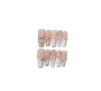 YDMHYLAI Cute Nails 10Pcs French Colorful Press On Nails, Soft & Wearable Easy Clean Lightweight Manicure Set(1736 size-XS)