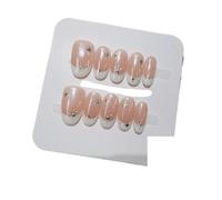 YDMHYLAI Cute Nails 10pcs Starlight Diamond French Tip Nails, Pink Themed Press On Set, Soft Reusable(L)