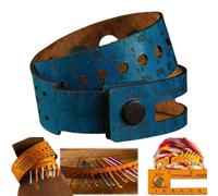 YDora 2025 New The Crafters' Multi-Wrap - 7-in-1 Leather Measuring Tool, 18" Wrist Ruler & Project Bag for Knitting/Sewing Tools, Stitch Markers Storage Gift for Crafters & Crocheters (Blue)