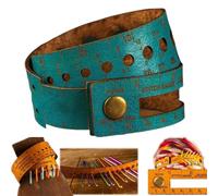 YDora 2025 New The Crafters' Multi-Wrap - 7-in-1 Leather Measuring Tool, 18" Wrist Ruler & Project Bag for Knitting/Sewing Tools, Stitch Markers Storage Gift for Crafters & Crocheters (Green)