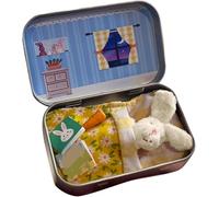 YDora Easter Bunny Toys Hug in a Box for Kids, Pocket Bunnies in Tin Box, Personalised Mini Plush Bunny-House Small Pocket Stuffing-Bunnies Animal, DIY Pet Adoption Easter Baskets (White)